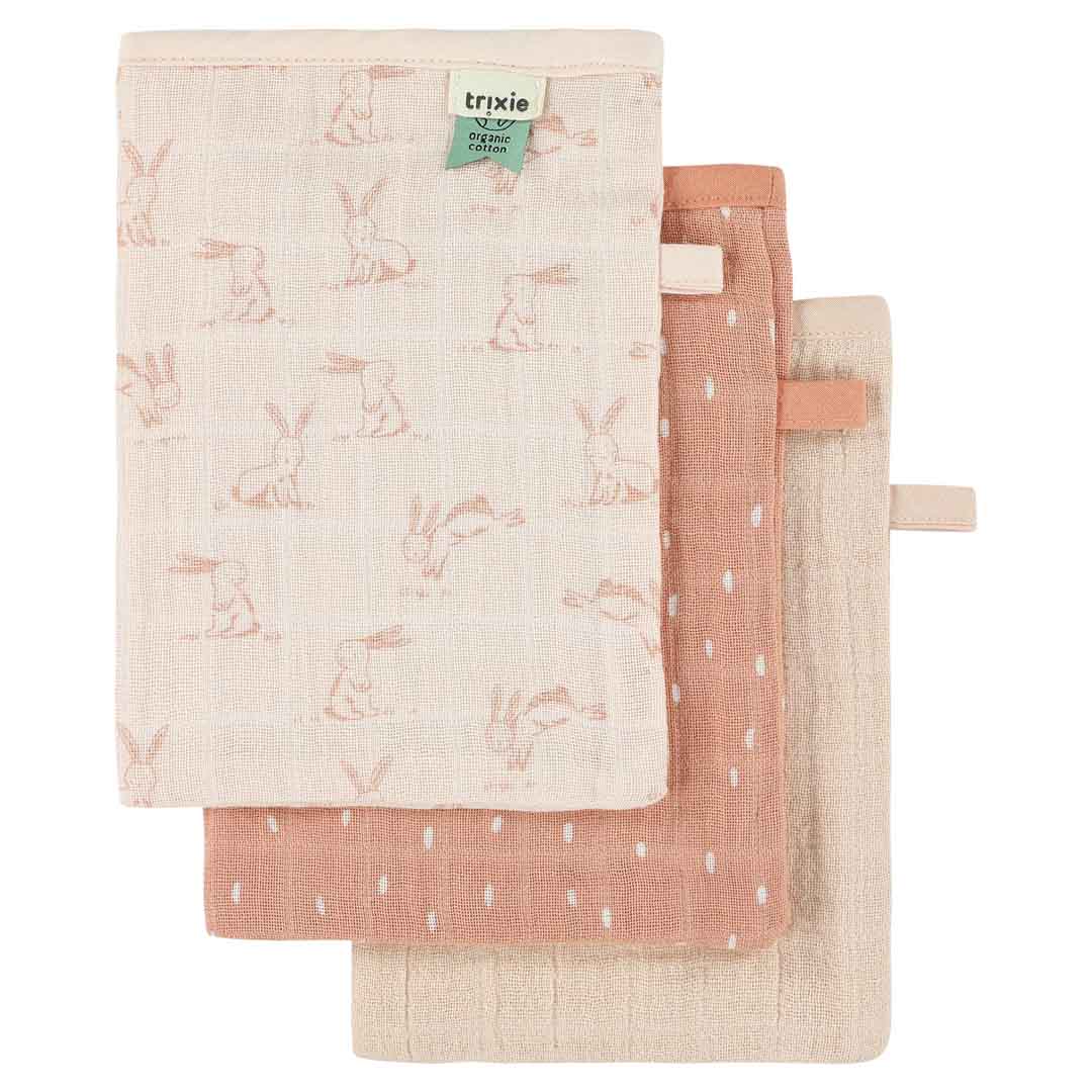 Manoplas muselina 3-pack mix - Rosy Rabbit